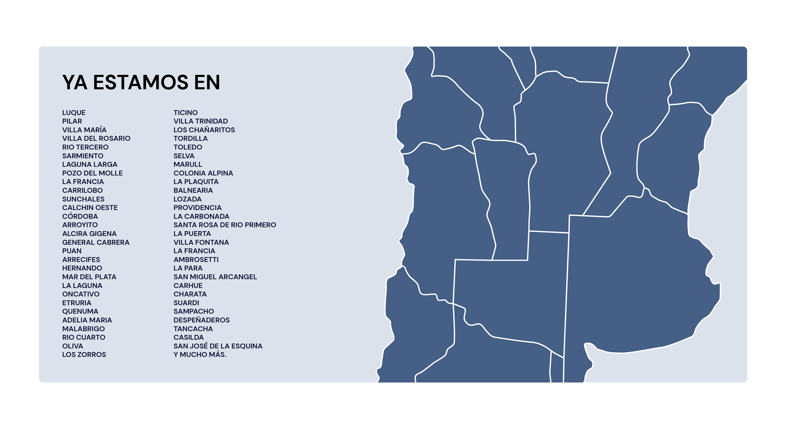 mapa del centro de argentina con ubicaciones de las ciudades donde ses vendió un carpidor